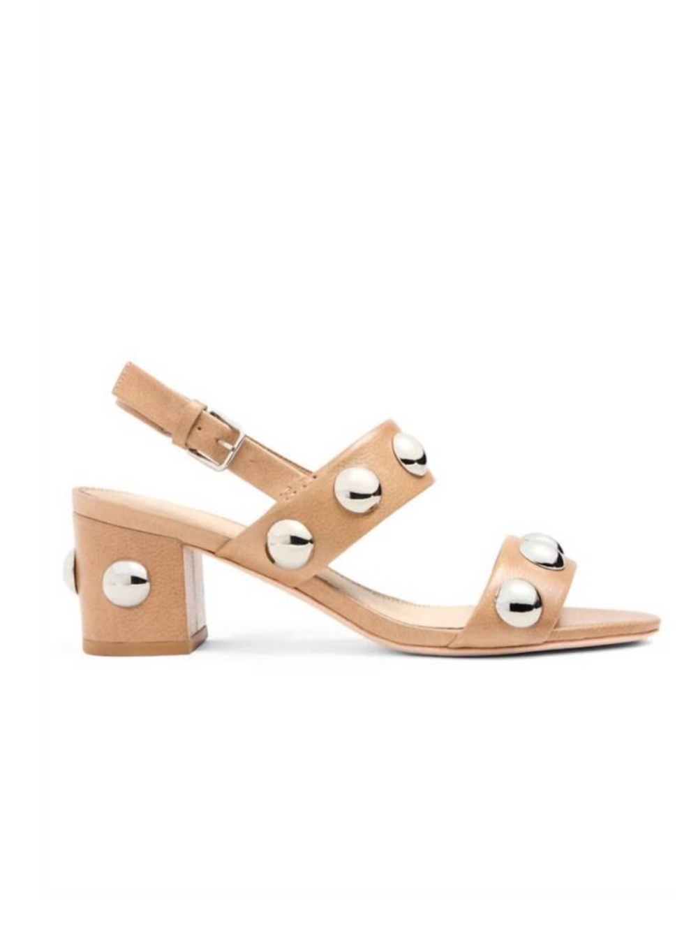 Cinq A Sept Gemma Studded Strappy Block Heel Tan Embellished Sandals Size 38.5